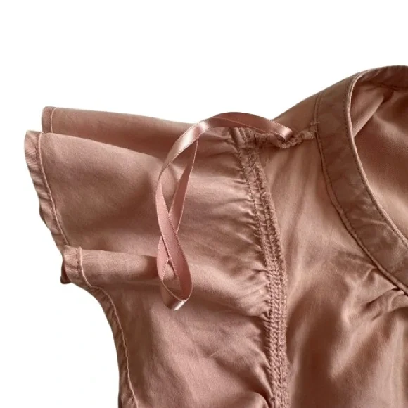 Knox Rose Women's M Light Pink Dusty Rose Short Sleeve Mini Ruffled Tunic Dress - Picture 8 of 13